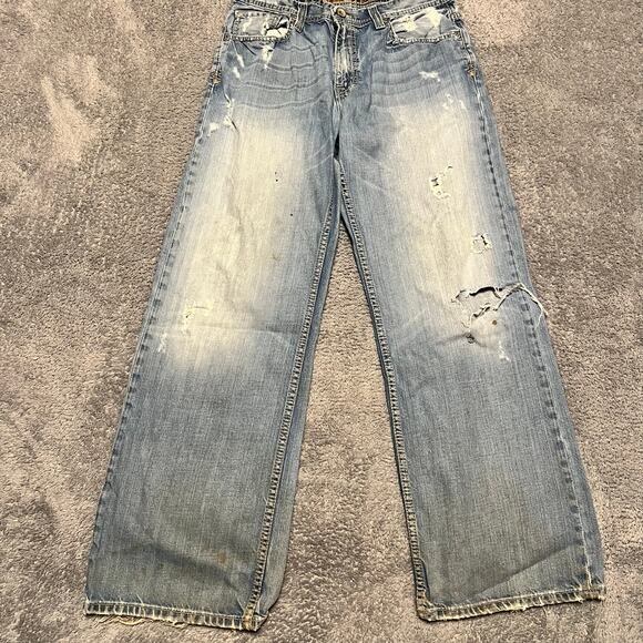 BKE Marshall Jeans Mens 33 Blue Straight Leg Thick Stitch Denim Western ** - Picture 1 of 13